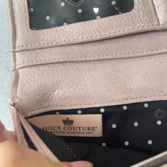 Juicy couture pink shimmer wallet with black and white polka dot details inside - Picture 7 of 13